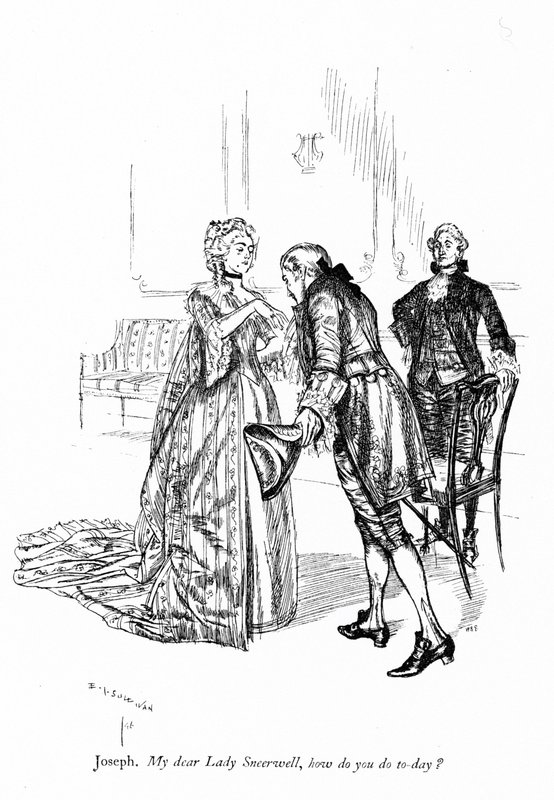 Illustration till Sheridans The School for Scandal (gravyr) av Edmund Joseph (after) Sullivan