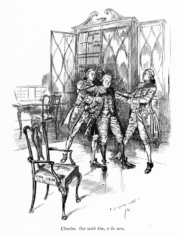 Illustration till Sheridans The School for Scandal (gravyr) av Edmund Joseph (after) Sullivan