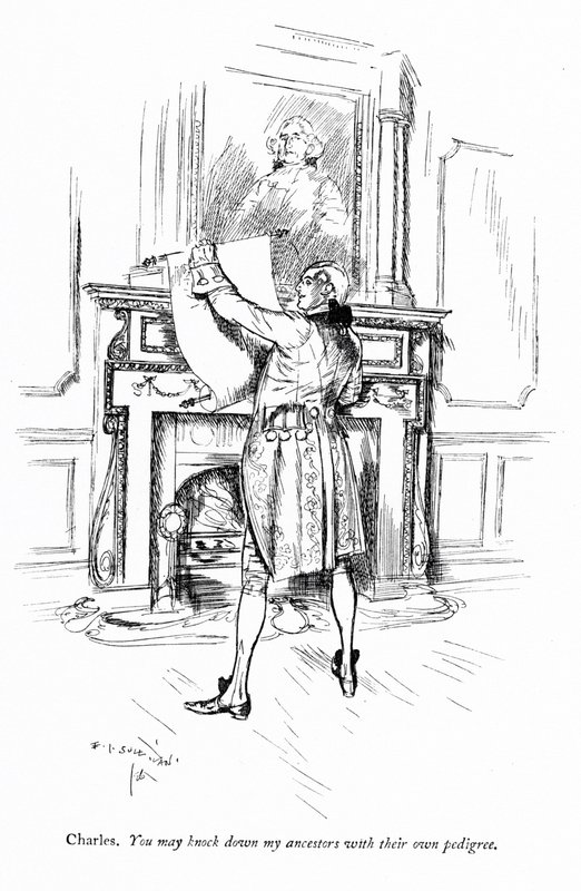 Illustration till Sheridans The School for Scandal (gravyr) av Edmund Joseph (after) Sullivan