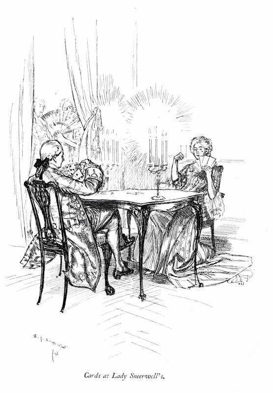 Illustration till Sheridans The School for Scandal (gravyr) av Edmund Joseph (after) Sullivan