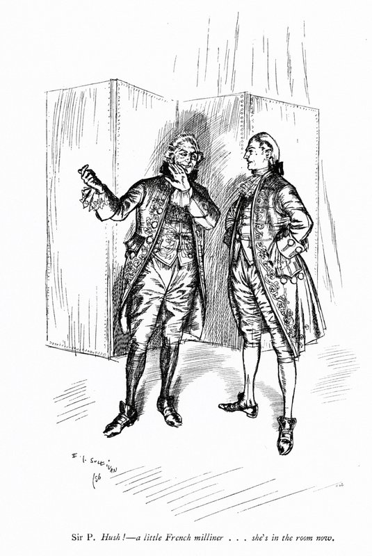 Illustration för Sheridans The School for Scandal (gravyr) av Edmund Joseph (after) Sullivan
