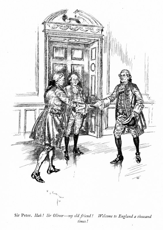 Illustration för Sheridans The School for Scandal (gravyr) av Edmund Joseph (after) Sullivan
