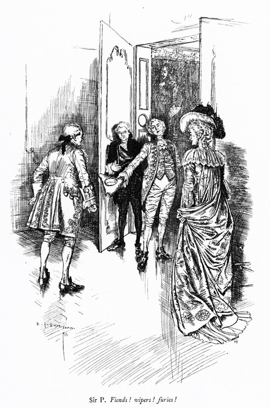 Illustration till Sheridans The School for Scandal (gravyr) av Edmund Joseph (after) Sullivan