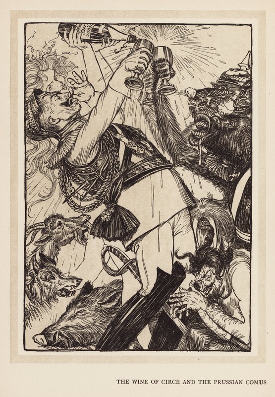 Kejsarens krans: Circes vin och den preussiska Comus (litografi) av Edmund Joseph (after) Sullivan