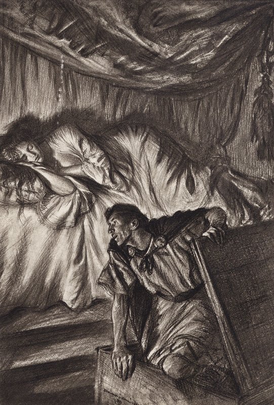 William Shakespeare: Cymbeline, akt II, scen 2 (litografi) av Edmund Joseph (after) Sullivan