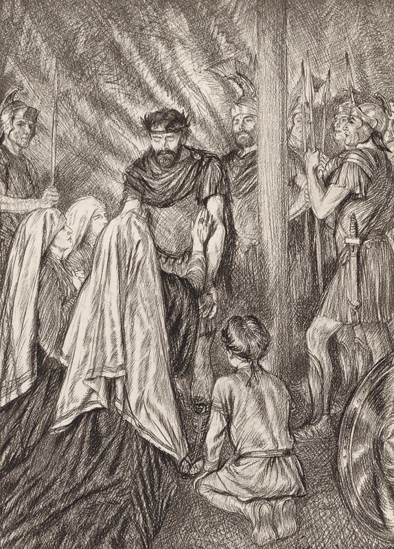 William Shakespeare: Tragedin om Coriolanus, akt V, scen 3 (litografi) av Edmund Joseph (after) Sullivan