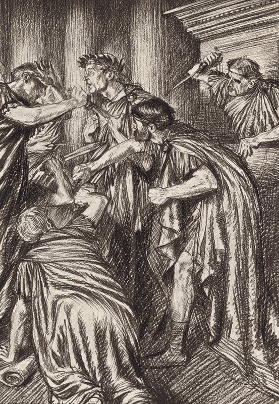 William Shakespeare: Tragedin om Julius Caesar, akt III, scen 1 (litografi) av Edmund Joseph (after) Sullivan