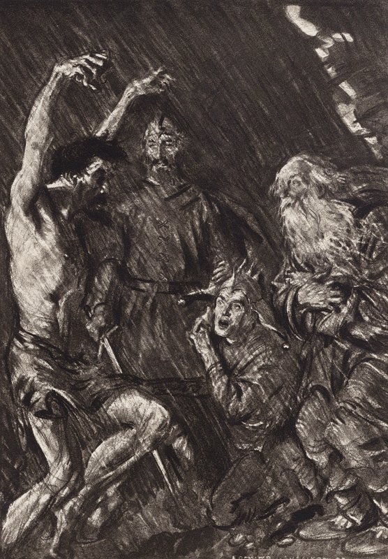 William Shakespeare: Tragedin om kung Lear, akt III, scen 4 (litografi) av Edmund Joseph (after) Sullivan