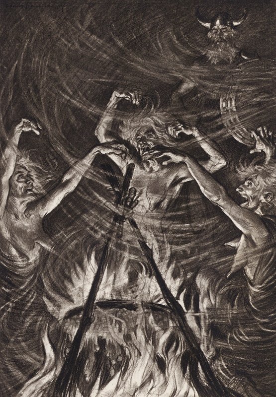 William Shakespeare: Tragedin om Macbeth, akt IV, scen 1 (litografi) av Edmund Joseph (after) Sullivan