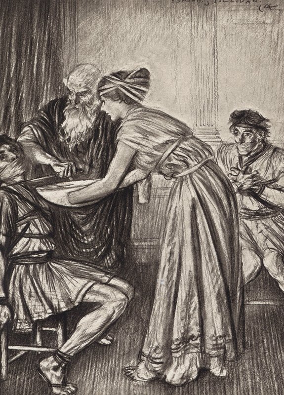 William Shakespeare: Tragedin om Titus Andronicus, akt V, scen 2 (litografi) av Edmund Joseph (after) Sullivan