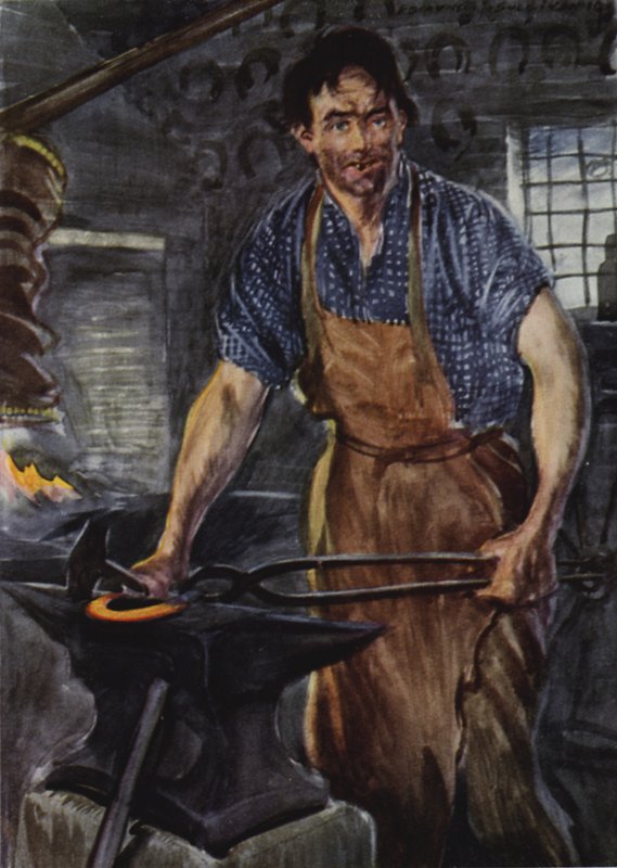 En vild, smutsig figur av en man... som skapar en bit järn av Edmund Joseph Sullivan