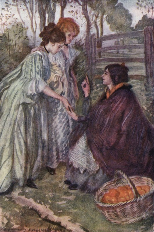 Illustration för The Vicar of Wakefield av Oliver Goldsmith (litho i färg) av Edmund Joseph Sullivan