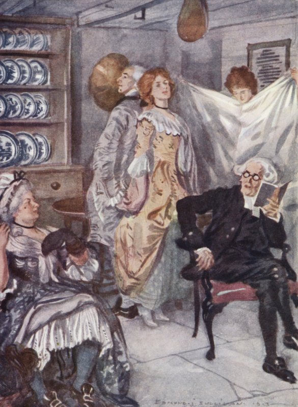 Illustration för The Vicar of Wakefield av Oliver Goldsmith (litho i färg) av Edmund Joseph Sullivan