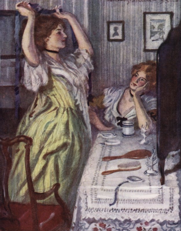 Illustration för The Vicar of Wakefield av Oliver Goldsmith (litho i färg) av Edmund Joseph Sullivan