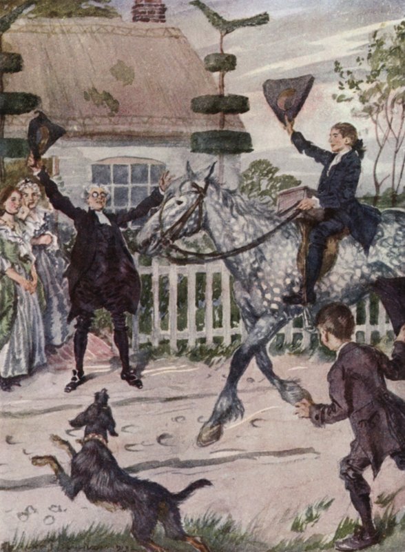 Illustration för The Vicar of Wakefield av Oliver Goldsmith (litho i färg) av Edmund Joseph Sullivan