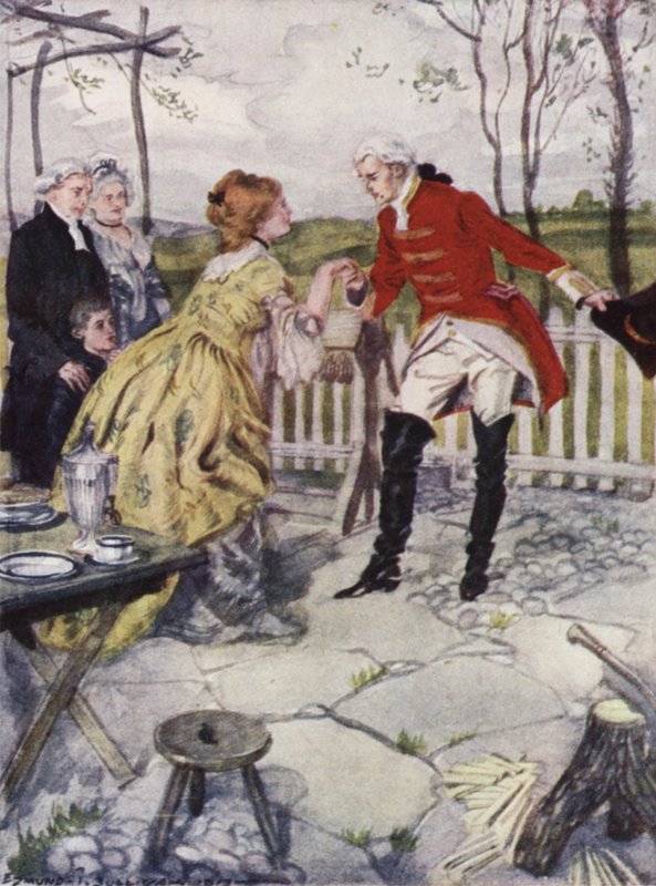 Illustration för The Vicar of Wakefield av Oliver Goldsmith (litho i färg) av Edmund Joseph Sullivan
