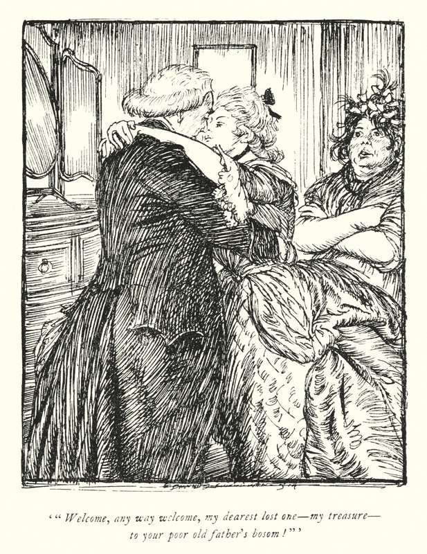 Illustration för The Vicar of Wakefield av Oliver Goldsmith (litho) av Edmund Joseph Sullivan