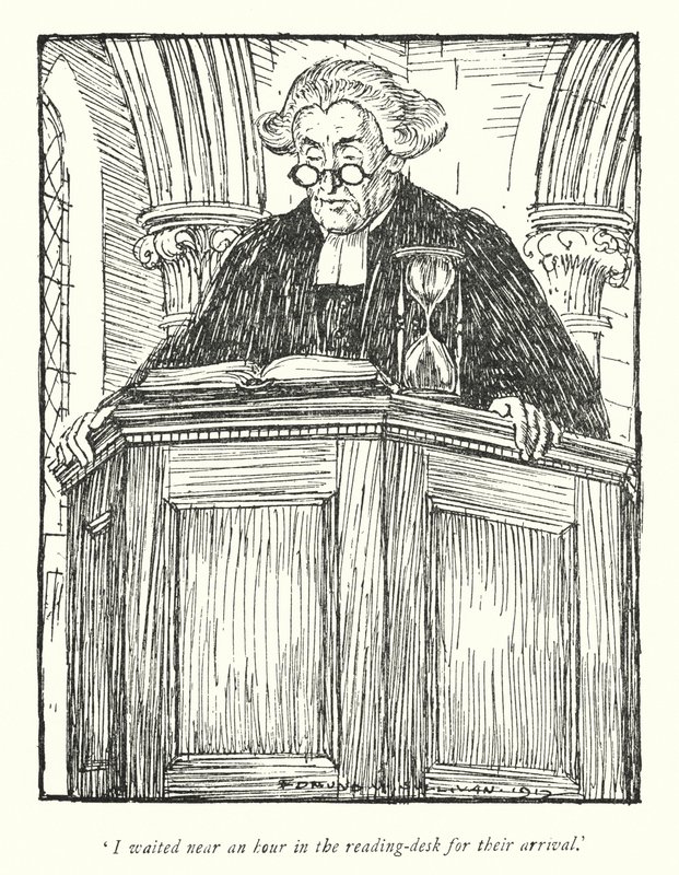 Illustration för The Vicar of Wakefield av Oliver Goldsmith (litho) av Edmund Joseph Sullivan