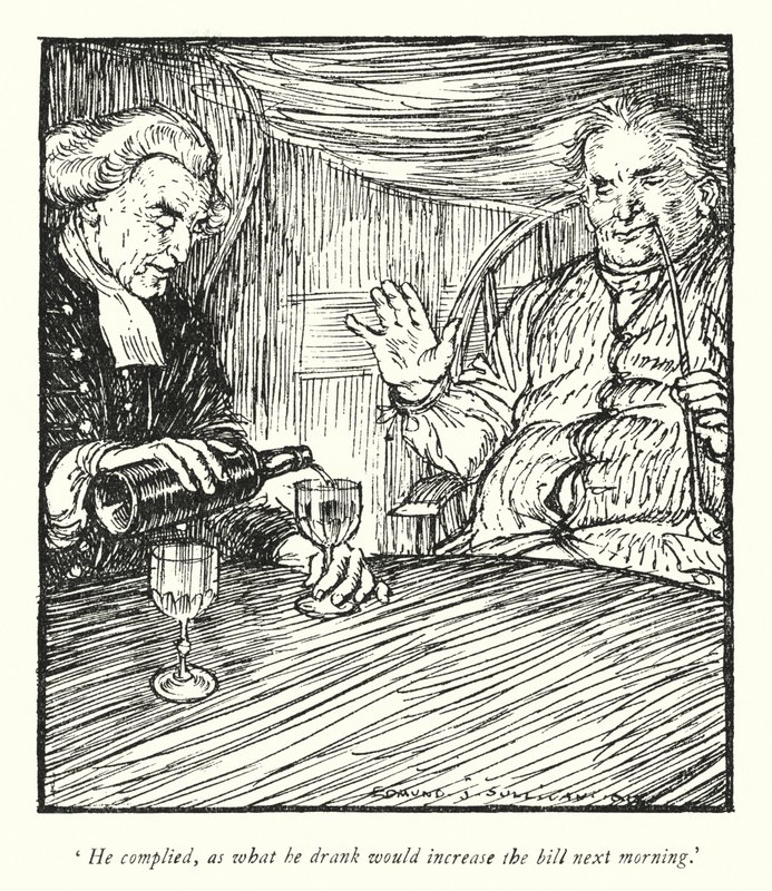 Illustration för The Vicar of Wakefield av Oliver Goldsmith (litho) av Edmund Joseph Sullivan