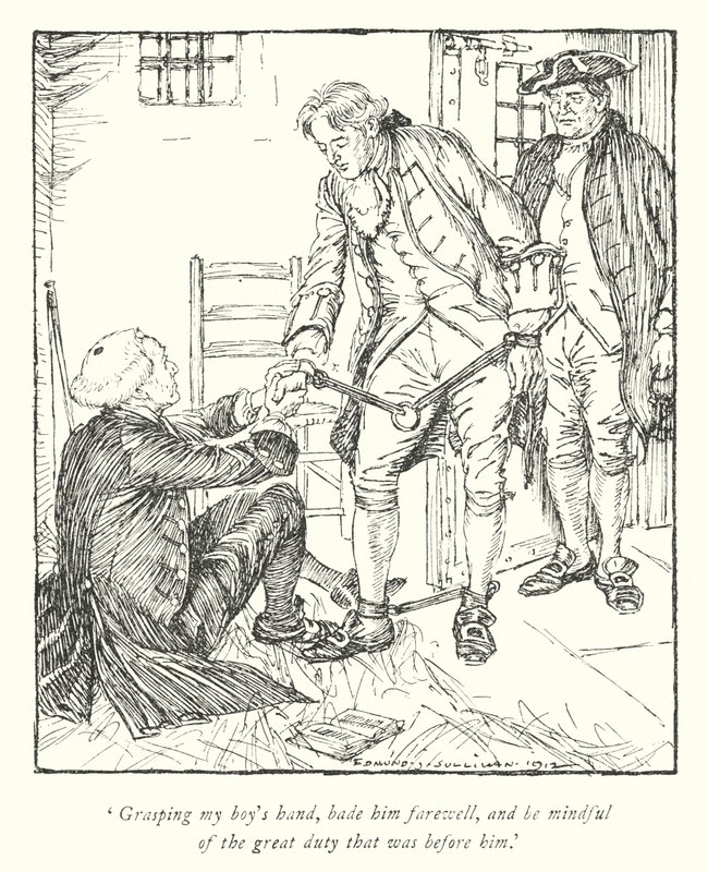 Illustration för The Vicar of Wakefield av Oliver Goldsmith (litho) av Edmund Joseph Sullivan