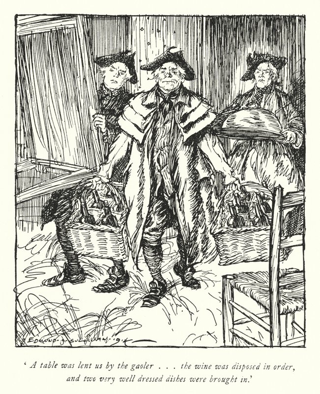 Illustration för The Vicar of Wakefield av Oliver Goldsmith (litho) av Edmund Joseph Sullivan