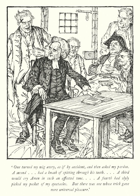 Illustration för The Vicar of Wakefield av Oliver Goldsmith (litho) av Edmund Joseph Sullivan