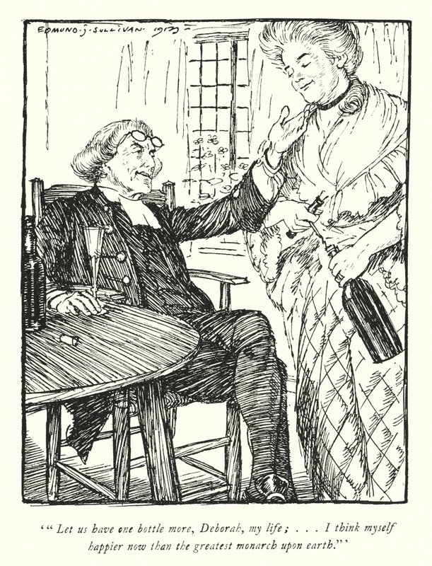 Illustration för The Vicar of Wakefield av Oliver Goldsmith (litho) av Edmund Joseph Sullivan
