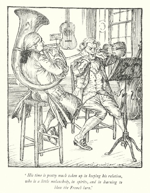 Illustration för The Vicar of Wakefield av Oliver Goldsmith (litho) av Edmund Joseph Sullivan