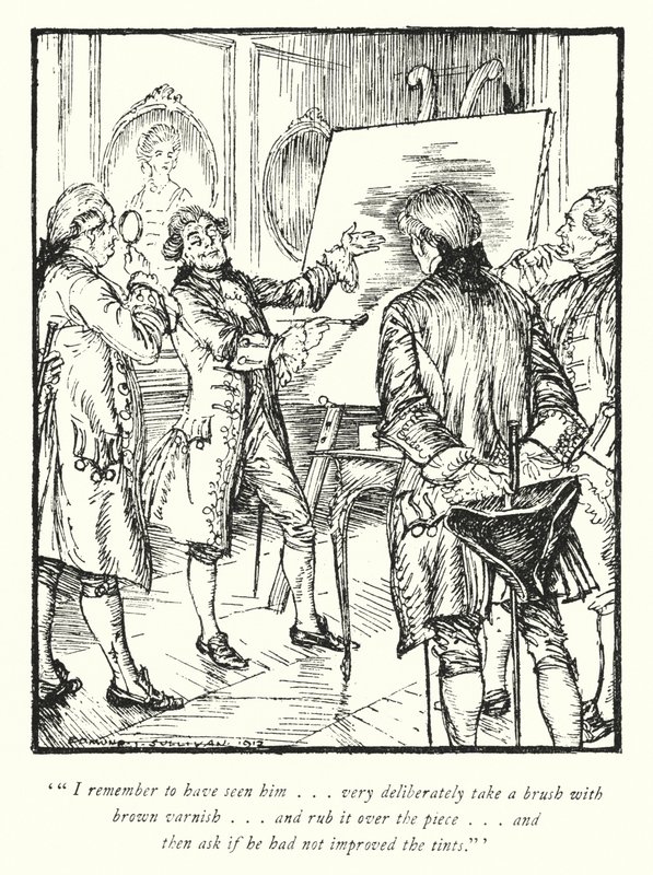 Illustration för The Vicar of Wakefield av Oliver Goldsmith (litho) av Edmund Joseph Sullivan