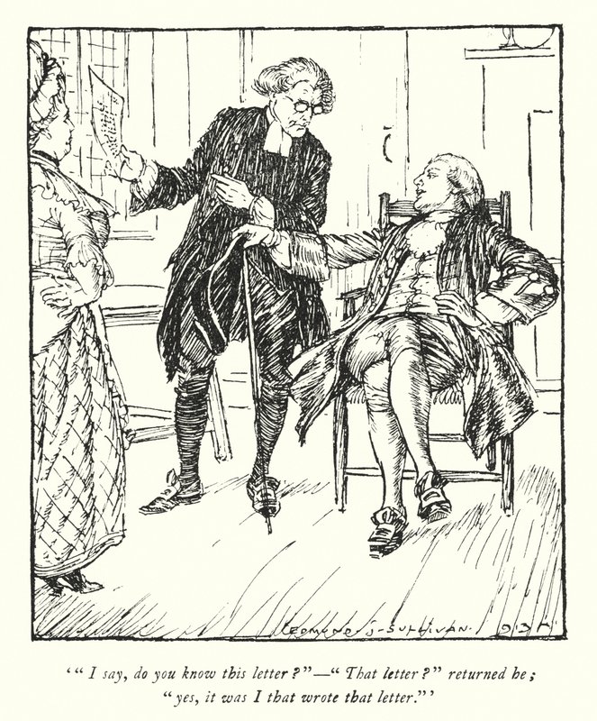 Illustration för The Vicar of Wakefield av Oliver Goldsmith (litho) av Edmund Joseph Sullivan