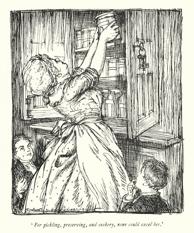 Illustration för The Vicar of Wakefield av Oliver Goldsmith (litho) av Edmund Joseph Sullivan