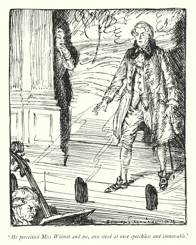 Illustration för The Vicar of Wakefield av Oliver Goldsmith (litho) av Edmund Joseph Sullivan