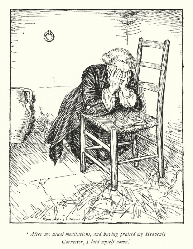 Illustration för The Vicar of Wakefield av Oliver Goldsmith (litho) av Edmund Joseph Sullivan
