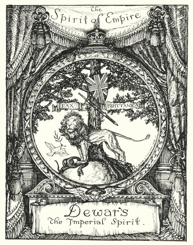 The Spirit of Empire, teckning för en annons för Dewars skotska whisky (litho) av Edmund Joseph Sullivan