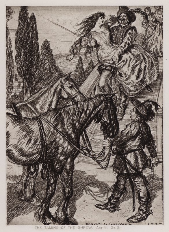The Taming of the Shrew, Akt III, Sc 2 (litho) av Edmund Joseph Sullivan