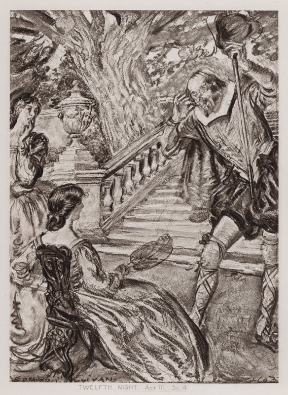 Tolfte natten; eller, vad du vill, akt III, Sc 4 (litho) av Edmund Joseph Sullivan