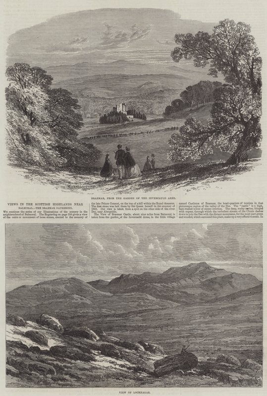 Utsikt över det skotska höglandet nära Balmoral, Braemar Gathering av Edmund Morison Wimperis