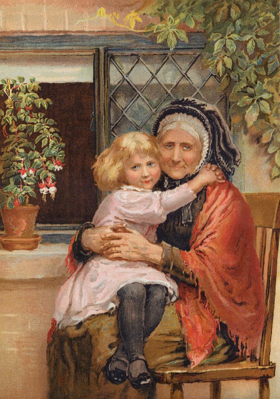"Kära gamla mormor!" (gravyr) av Edmund Richard White