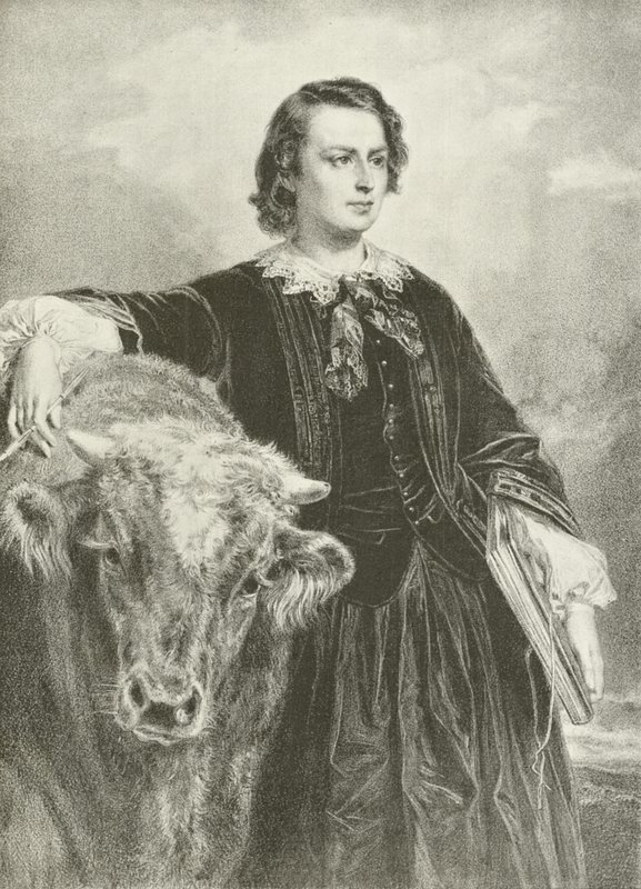 Rosa Bonheur, fransk konstnär (gravyr) av Edouard Louis Dubufe