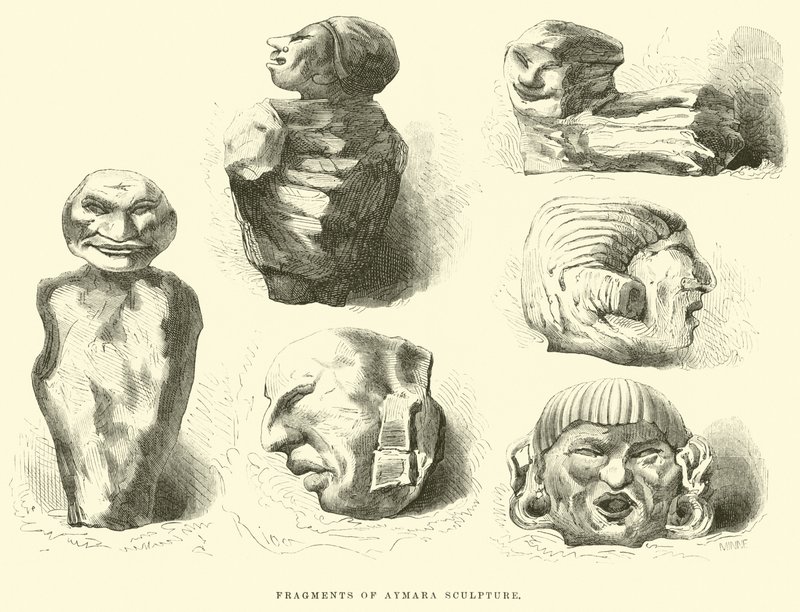 Fragment av aymara-skulptur av Edouard Riou
