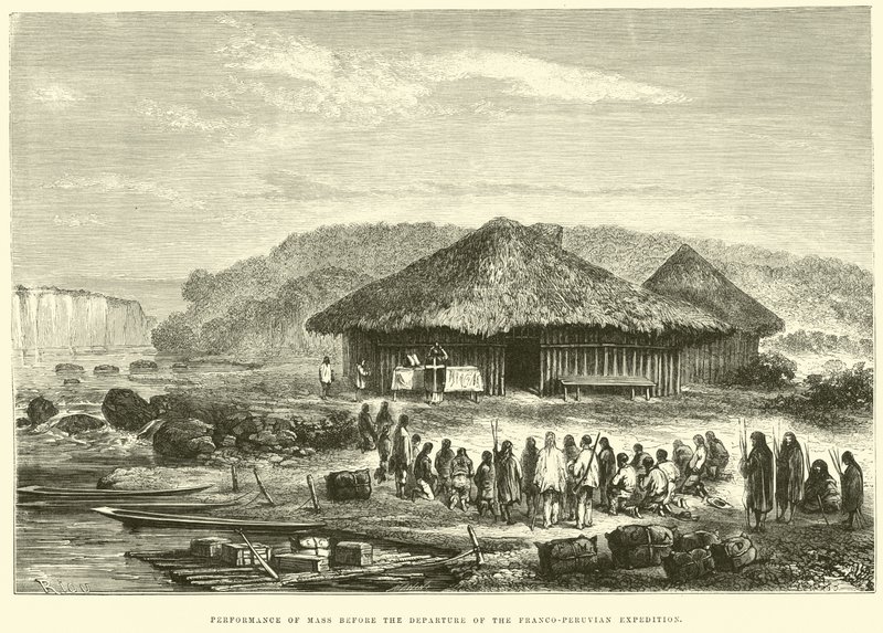 Mässa före den fransk-peruanska expeditionens avresa av Edouard Riou