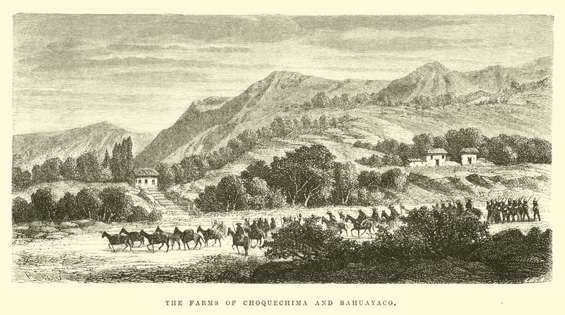 Gårdarna i Choquechima och Sahuyaco av Edouard Riou