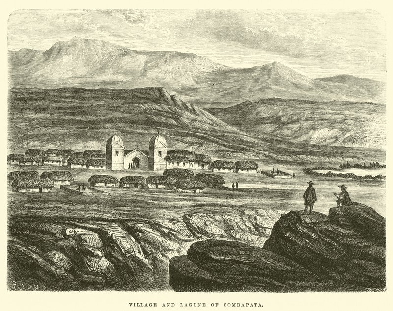Village and Lagune of Combapata av Edouard Riou