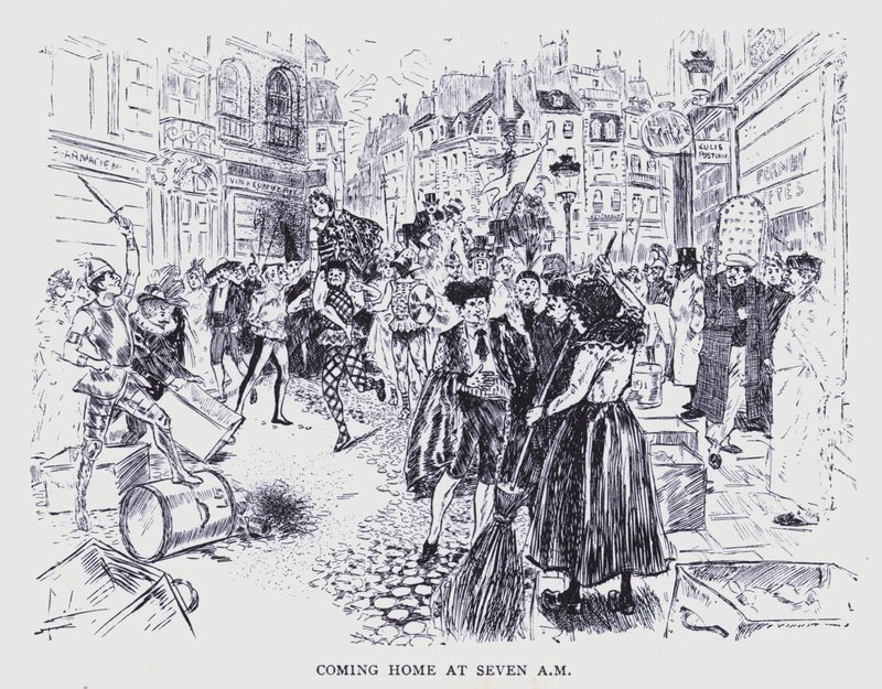 Bohemiska Paris: Kommer hem klockan sju på morgonen (litografi) av Edouard Alfred (1875 1954) Cucuel