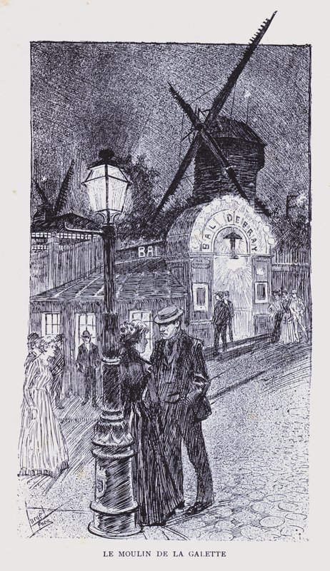 Bohemiska Paris: Le Moulin de la Galette (litografi) av Edouard Alfred (1875 1954) Cucuel