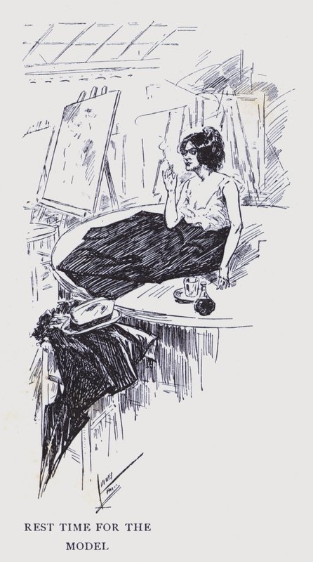 Bohemiska Paris: Vilotid för modellen (litografi) av Edouard Alfred (1875 1954) Cucuel