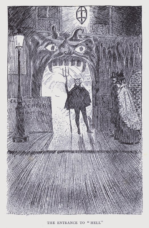 Bohemiska Paris: Ingången till "Hell" (litografi) av Edouard Alfred (1875 1954) Cucuel