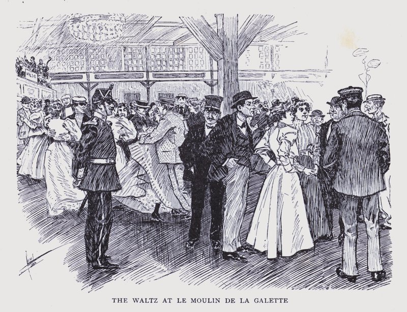 Bohemiska Paris: Valsen på Le Moulin de la Galette (litografi) av Edouard Alfred (1875 1954) Cucuel