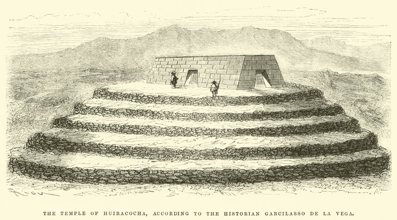 Huiracocha-templet, enligt historikern Garcilasso de la Vega av Edouard Riou