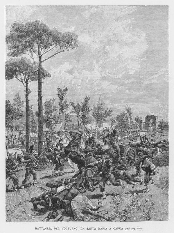 Slaget vid Volturno (gravyr) av Edouardo Matania